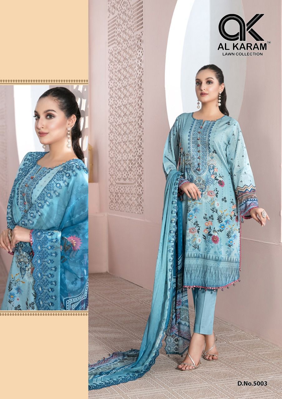 Al Karam Kesariya 5 Fancy Regular Wear Wholesale Dress Material Collection